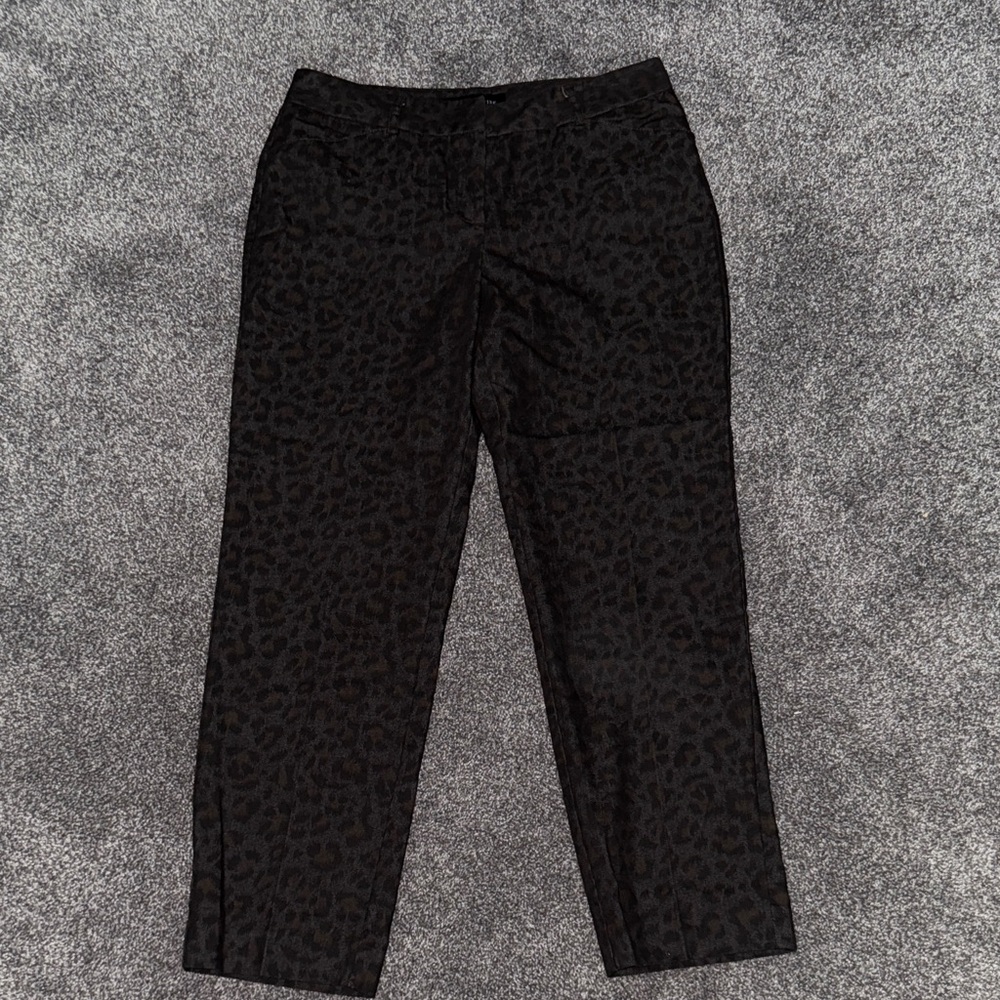 Larry Levine Black Leopard Print Straight Leg Pants